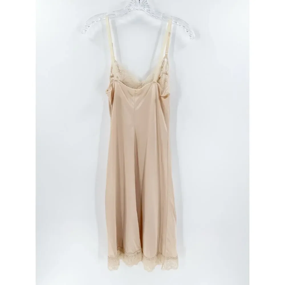 Vintage JCPenney Nude Lace Slip Dress Y2K Coquette Nightgown - Picture 3 of 10